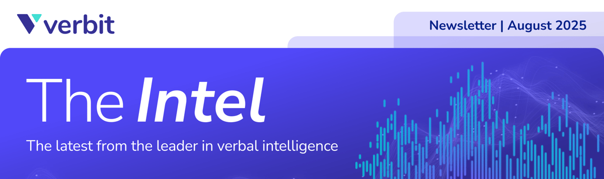 Newsletter Header with Verbit Logo, August 2025, The Intel, The latest from the leader in verbal intelligence.